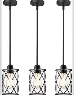Glass Pendant Lights Kitchen Island 3 Pack,