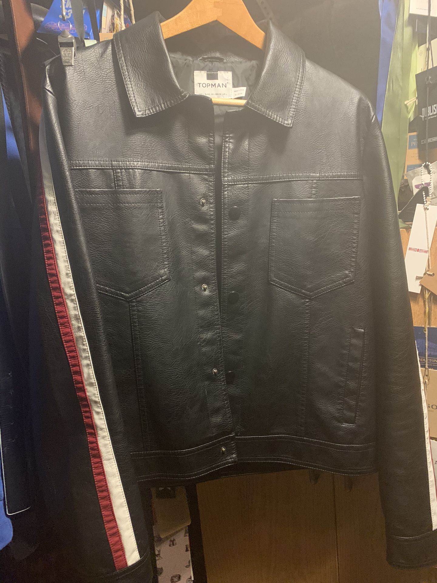 Men’s Large Topman Leather Racer Jacket Excellent condition no visible wear $80obo