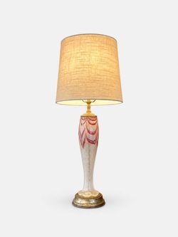 Mid Century Modern Italian  Murano Glass Table Lamp with Decoration & Brass Base, c.1970's- Delivery