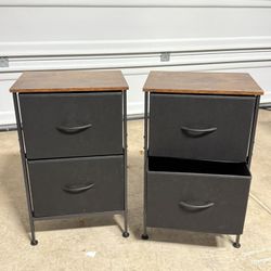 Set Of 2 End Tables With Fabric Drawers