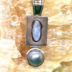 Sterling Opal and Mabe Pearl Necklace