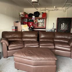 Leather Couch With Matching ottoman/coffeetable