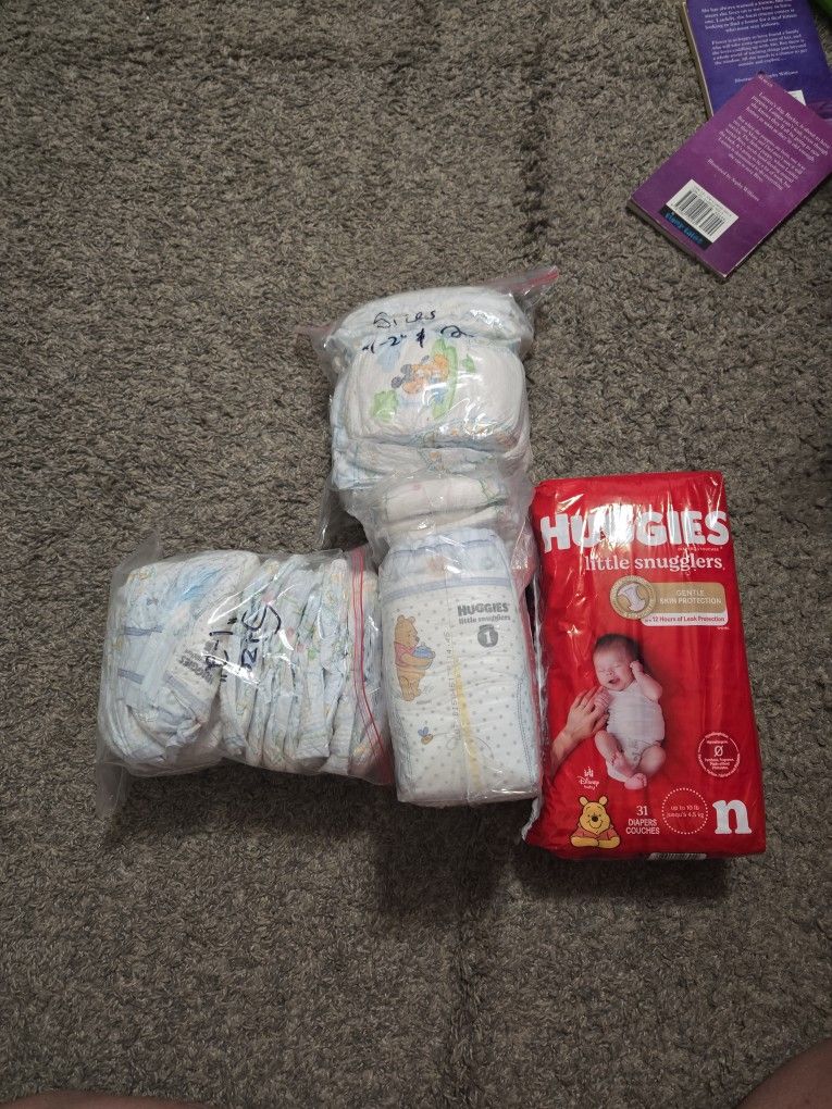 Huggies Diapers Size Newborns, 1 And 2