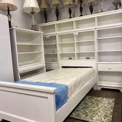 Bedroom Furniture Set- Twin Bed With Pier Bookcase 