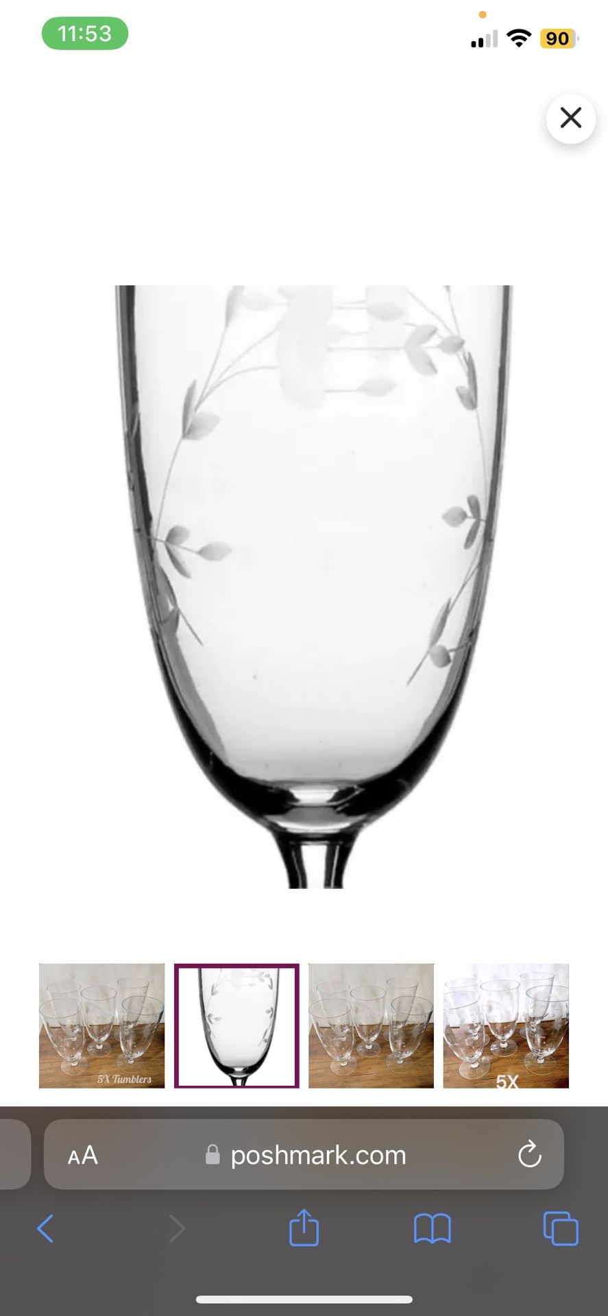 *VINTAGE* 5 PRINCESS HOUSE CRYSTAL HERITAGE ICED TEA GOBLETS #425 ~ FLORAL