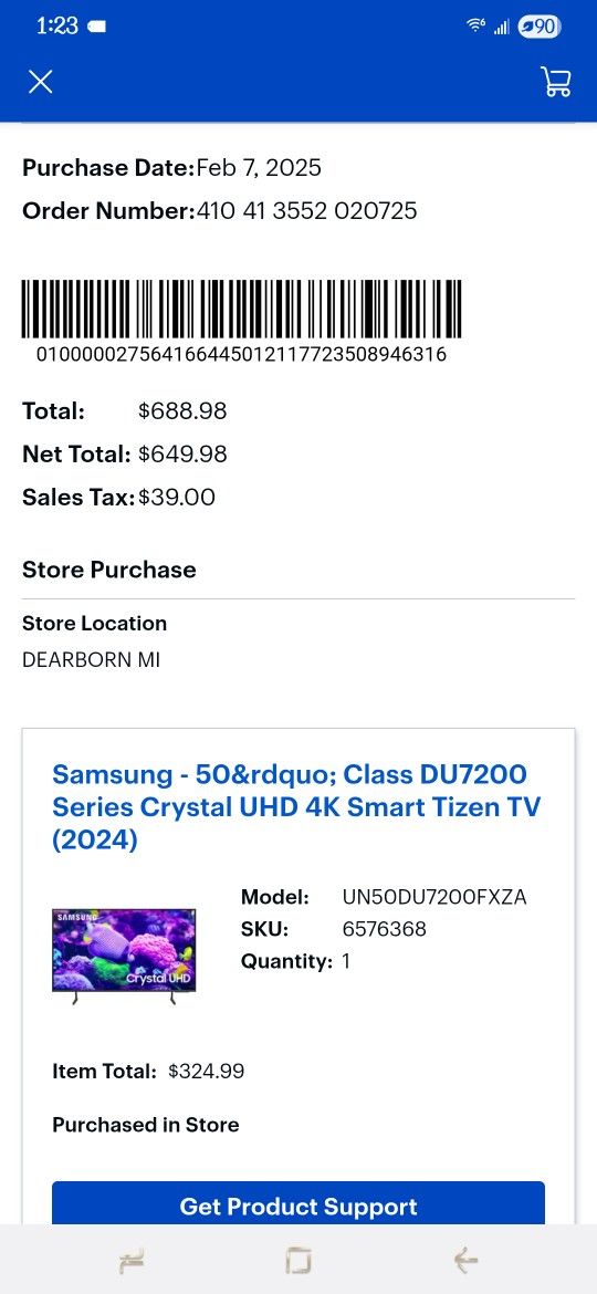 Samsung TV 50 Inch $250