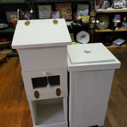 Vintage Handcrafted Trashcan and Vegetable Bin