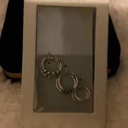 Sterling Silver Small Designed Hoop Earrings 3 Pairs