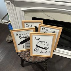 🍳 Funny Kitchen Wall Art Set – 4 Framed Prints 😂