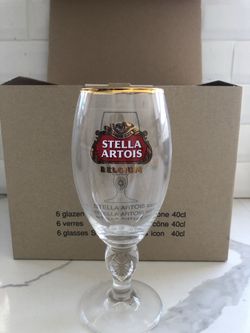 Stella Artois Belgian Beer Glasses 40cl, Set Of 6 In BOX