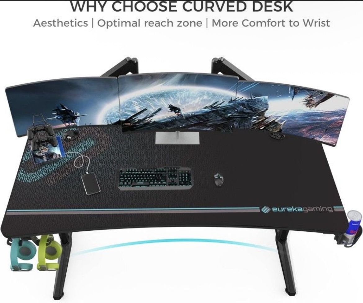 Eureka Ergonomic 60" Gaming Desk With Full Mouse Pad