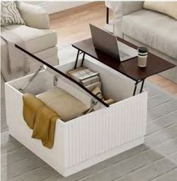LCRBOL  White  31.5" Lift Top Coffee Table with Storage