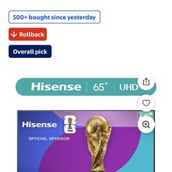 Tv 65"Hisense Roku tv screen cracked