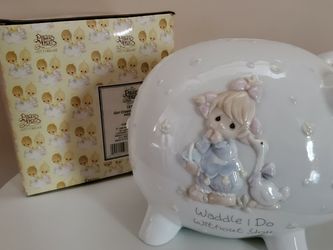 Precious Moments-"Girl Clown With Goose Piggy Bank"