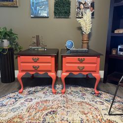 ✨ Vintage Refurbished Side Tables / Nightstands – Set of 2 ✨