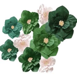 Green Birthday Party Decorations Paper Flowers Artificial Crepe Tissue