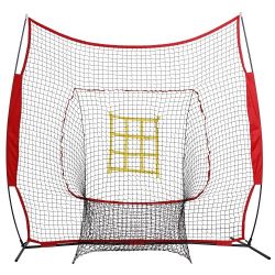 7 x 7 Ft. Pro Grade Baseball Protective Screen Training Net, Soft able Practice with Grid Strike Zone and Carrying Bag