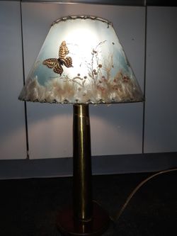 Butterfly antique lamp with brass bullet trenchard base