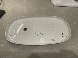Necoichi Raised Ceramic Double Cat Bowl Dining Food Tray – Minimalist Design 🐾