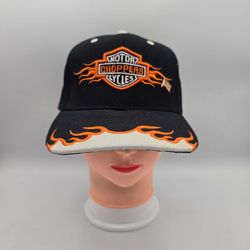 Vintage Unbranded Choppers Motor-Cycles Black Adjustable Hat w/American Flag Pin. 7