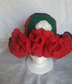 Skull Granny Square Ruffle Bucket Hat 