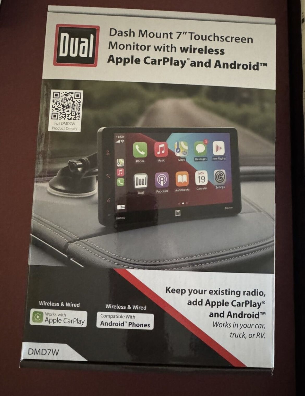 Dual DMD7W Dash Mount 7" Touchscreen Monitor