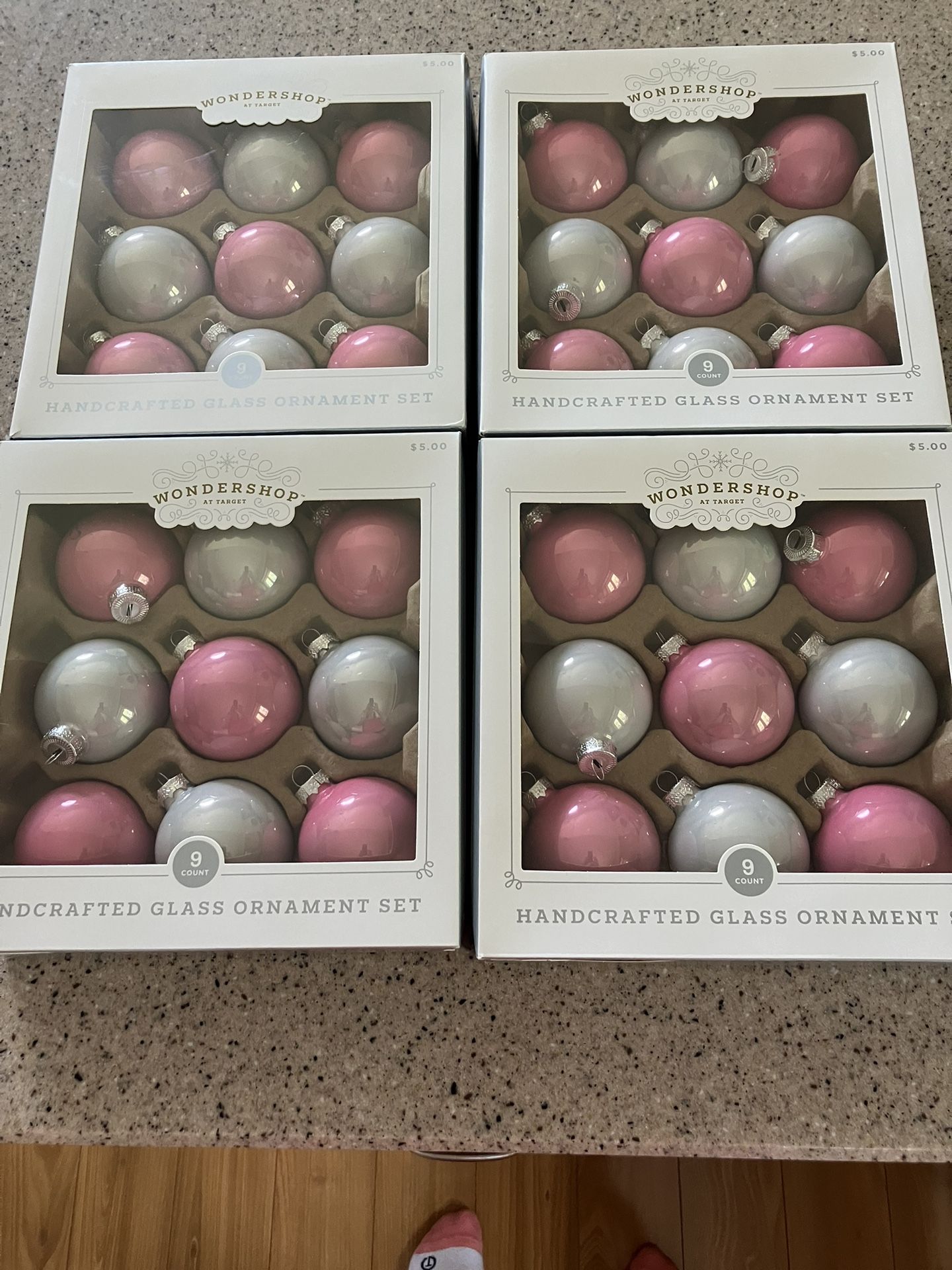 4 Boxes Of Glass Ornaments Never Used