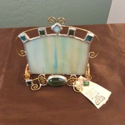 NEW Artist Made Stained Glass Business Card Holder