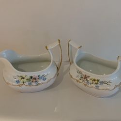 Antique Limoges T & V 2 PCs Set  Creamer And Sugar Bowl