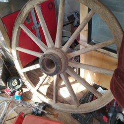 2Very Old Great Condition Wagon Wheel 48" Tall