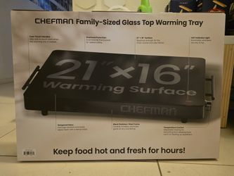 Chefman: family size glass top warming tray