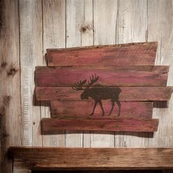 Wall Hanging Sign With Moose