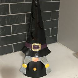 Plow & Hearth Lighted Halloween Witch Gnome. 