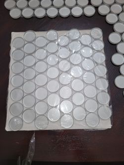 Grey Penny Round glass Tile Sheets