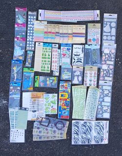🎨Huge Lot Over 1000 Scrapbooking Stickers & Adhesive Ribbon