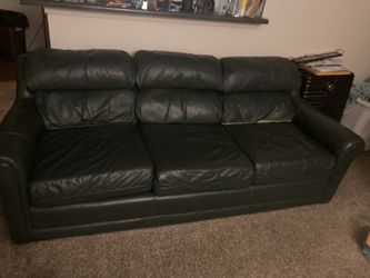 Green Leather Sofa Set With Ottoman