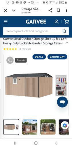 Garvee 12 X 10 Storage Shed W/Locking Doors, Window & Solar Lighting New In Box