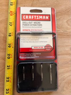 Craftsman Drill-Out Micro Screw Extractor kit, For Removing Small Screws or Bolts With Broken Heads..New
