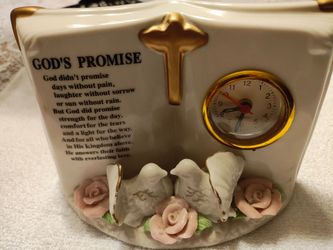 " Gods Promise". Will need battery if you want clock to work