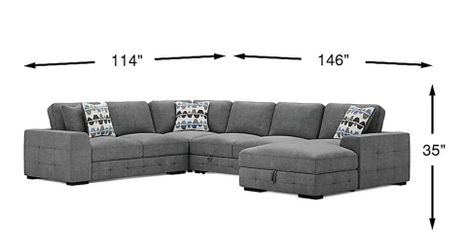Gray Fabric Sectional Sofa with Chaise