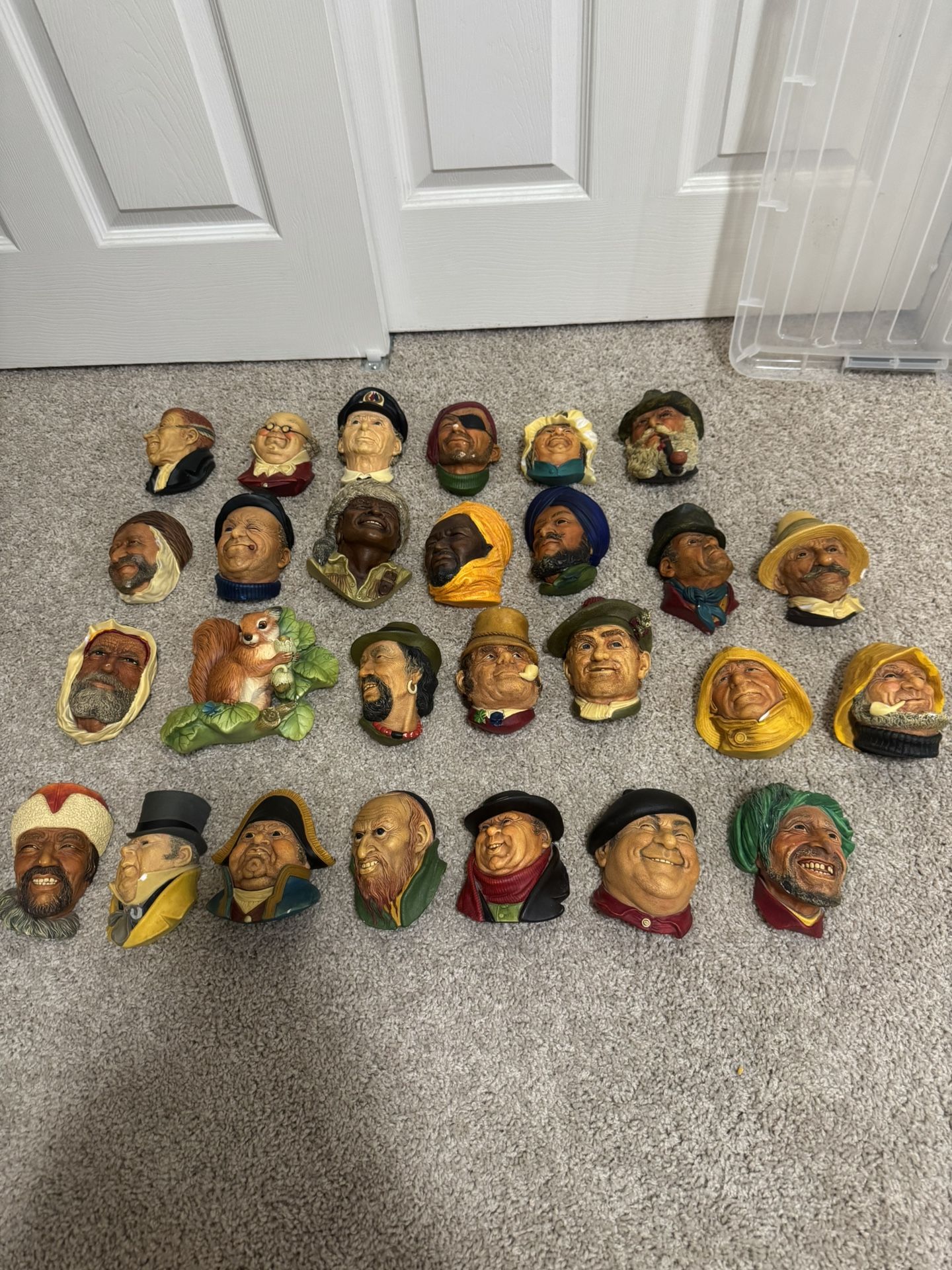 Lot of 27 1960's Bossons Chalkware Heads Congleton England Vintage Antique