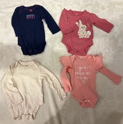 Lot of 4 Long Sleeved Baby Girl Onesies