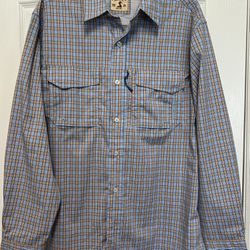 Red Head Brand Shirt Mens Large Plaid Blue Button Up Long Sleeve Outdoors