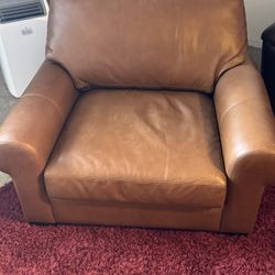 Pottery Barn Turner Roll Arm Grand Leather Armchair