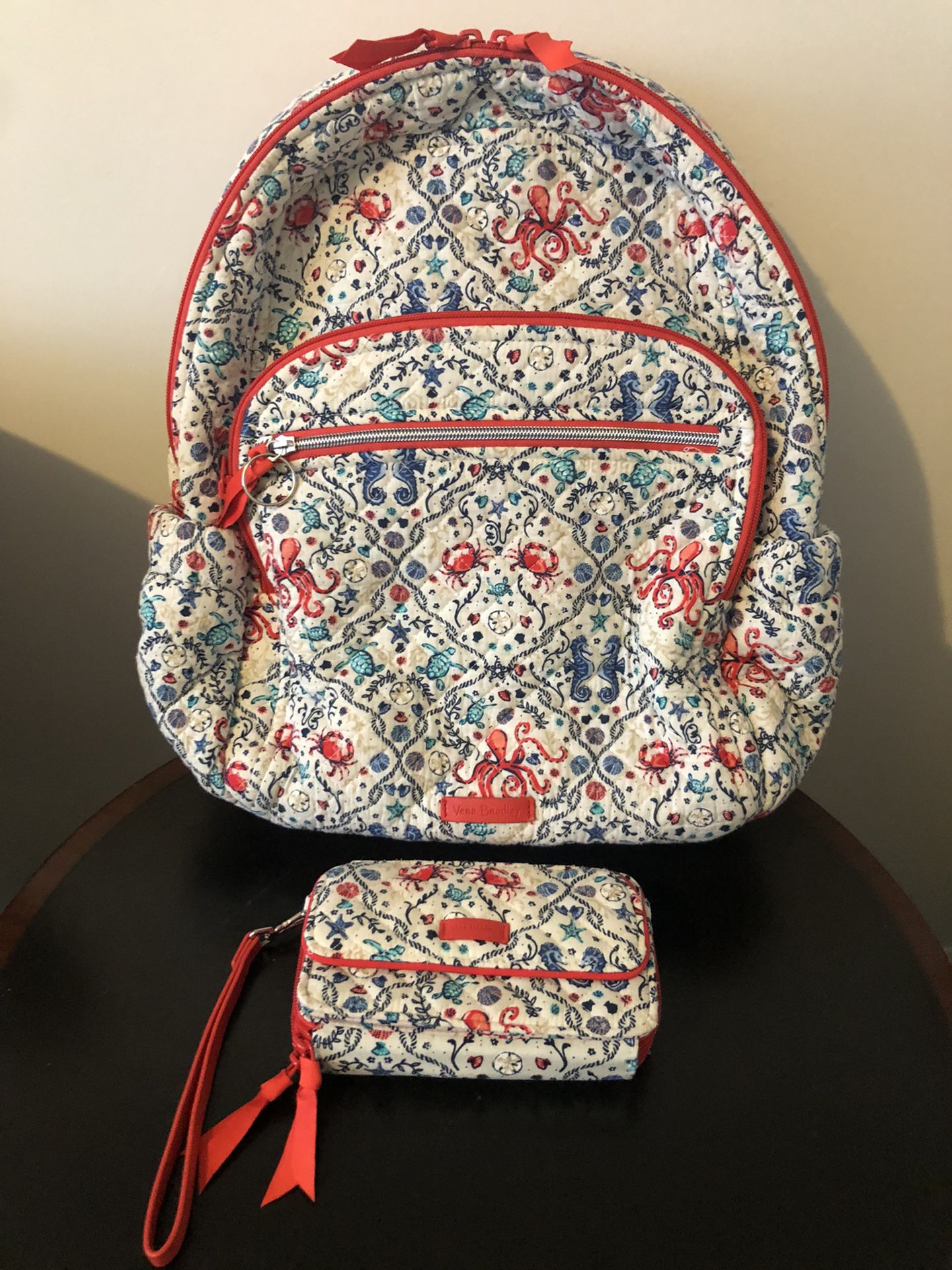 Beautiful Vera Bradley Backpack and Matching Wallet 