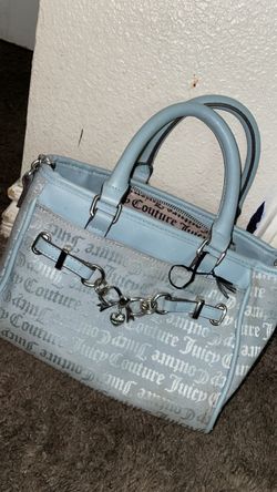 Juicy Couture Juicy Darling Satchel in a light blue monogram and denim style