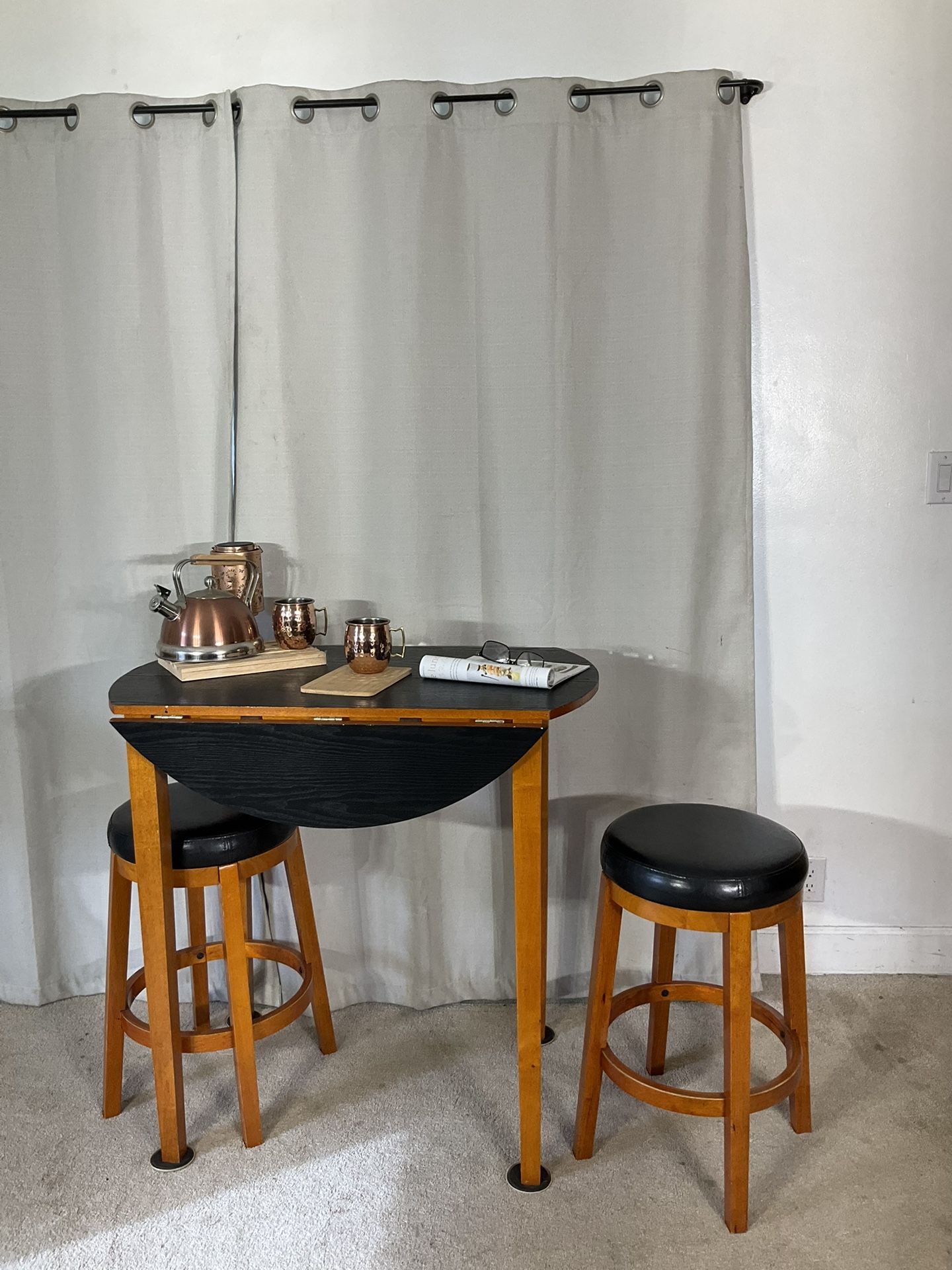 SPACE SAVER Drop Leaf Pub Table With 2 Stools