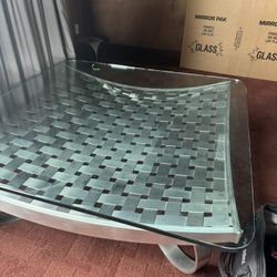 High- End Stainless Glass Coffee Table - Excellent Condition (Very Heavy) 48” x 48” - Retail: $3400.     