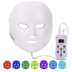 New 7 LED Face Mask Light Therapy Facial Skin Care Mask Blue & Red Light for Acne Photon Mask