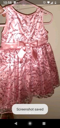 Gorgeous pink satin sequined Christmas/Party dress 6-9 mos